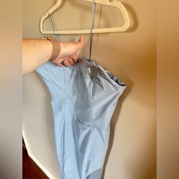 By Anthropologie • NWT Strapless Slim Midi Dress Blue Sequin 16 Party Cocktail - Picture 9 of 13